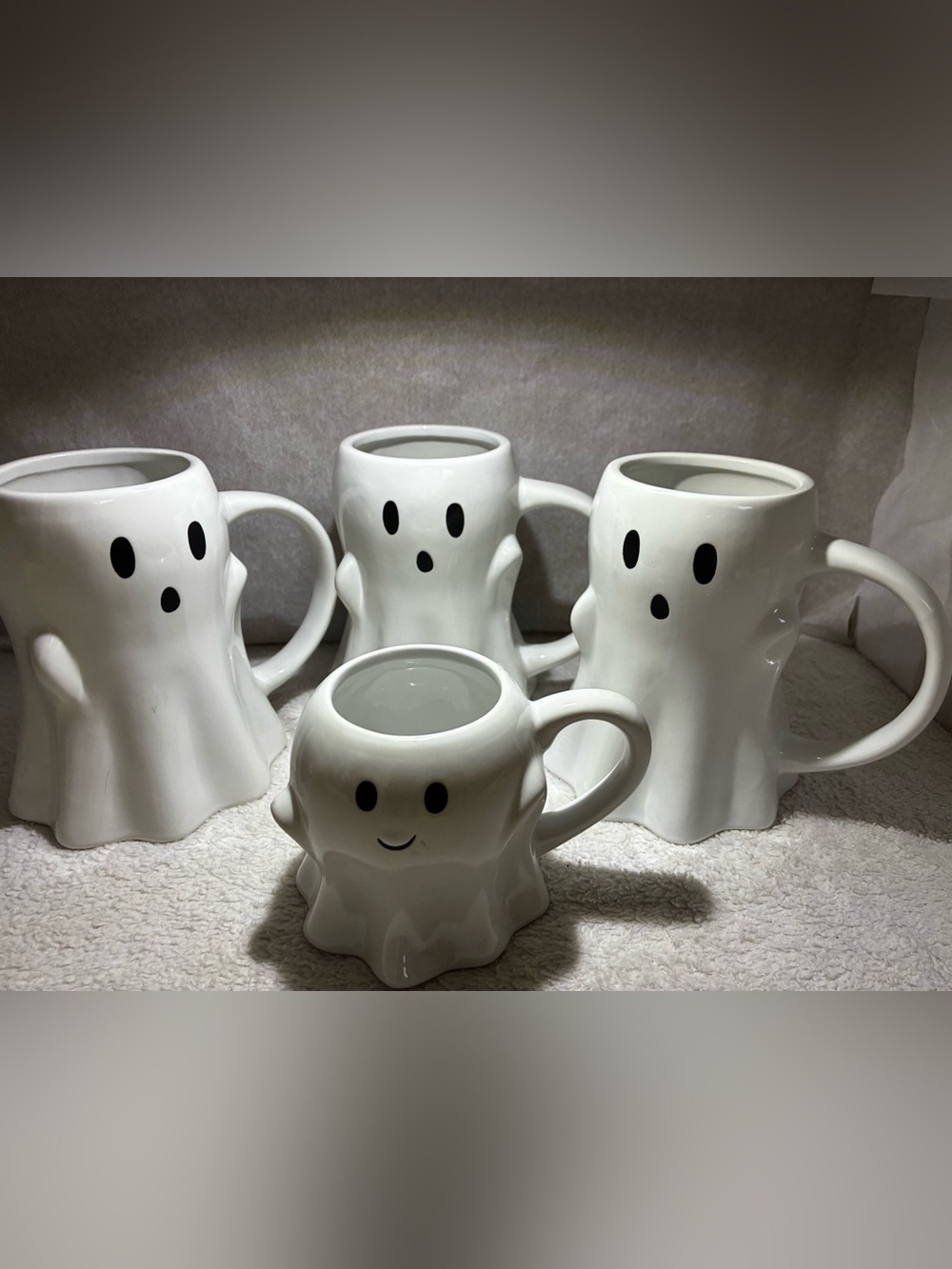 Hyde & eek White Ghost Ceramic Mug - Cute Halloween Coffee Cup microwave safe